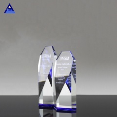 Trophée de cristal unique K9 en forme d'obélisque coloré en gros