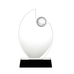 Großhandel New Design Black Base Crystal Trophy mit Golfball Glas Award