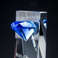 Copa de premios de trofeo de cristal con tapas de diamantes de alta calidad FS, recuerdo de recuerdo para el campeón, triangulación de envíos