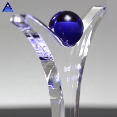 Custom Engraved Crystal Figure Trophy for Team Up Honor Awards