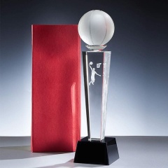 Premios de trofeo de baloncesto de cristal de venta caliente para el regalo del segundo tercer lugar del campeón deportivo