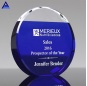 High Quality Professional Custom Blue Round Shape Larsmont Crystal Trophy Awards For Wholesale