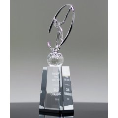 Premio de trofeo de cristal de copa de metal de golf de moda para competición deportiva