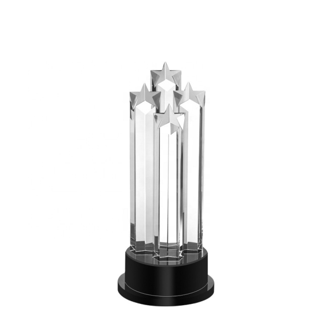 Wholesale cheap custom pentagram award blank crystal star glass crystal trophy