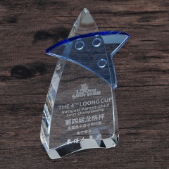 2021 nouveau trophée de cristal de conception prix plaque de prix de cristal de verre blanc trophée d'étoile de cristal