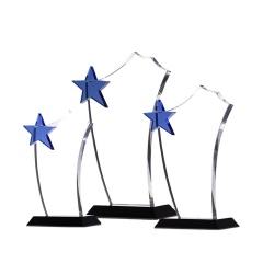 Premios de cristal de trofeo de placa de estrella en blanco de cristal personalizado de nuevo diseño