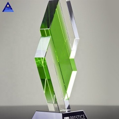 Nouveau Design Green and Clear Emerald City Trophy Unique Crystal Award