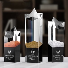 2021 Neue Design-Kristalltrophäe, Sternkristall, Gold, Silber, Kupfer, Trophäenplakette, Kristalltrophäen-Auszeichnungen