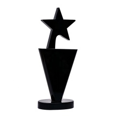 Prix ​​de trophée étoile en cristal noir de conception simple de vente chaude pour des souvenirs de société