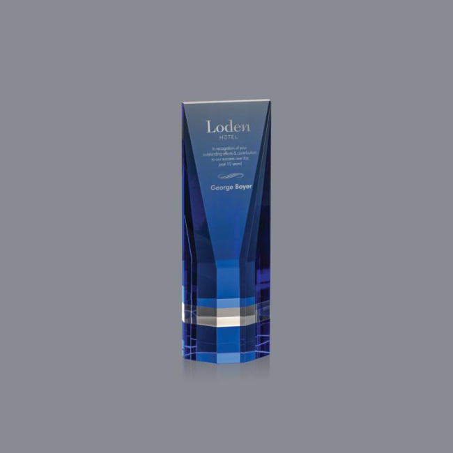 Logo Engraved Big Crystal Trophy Award, Crystal Obelisk Block For Promotional Items