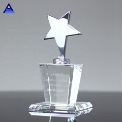 Récompense de cristal d'étoile d'argent en verre de conception unique de haute qualité personnalisée