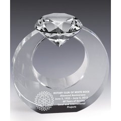 Trofeo de cristal de diamante con logotipo grabado/trofeo de diamante de cristal transparente/premio de cristal con forma de diamante para regalo de negocios