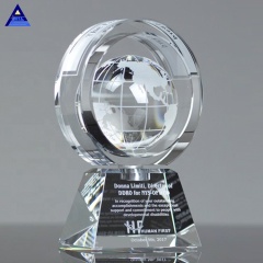 Trophée de bague de forme globale en verre de cristal en mouvement de prix d'usine en gros