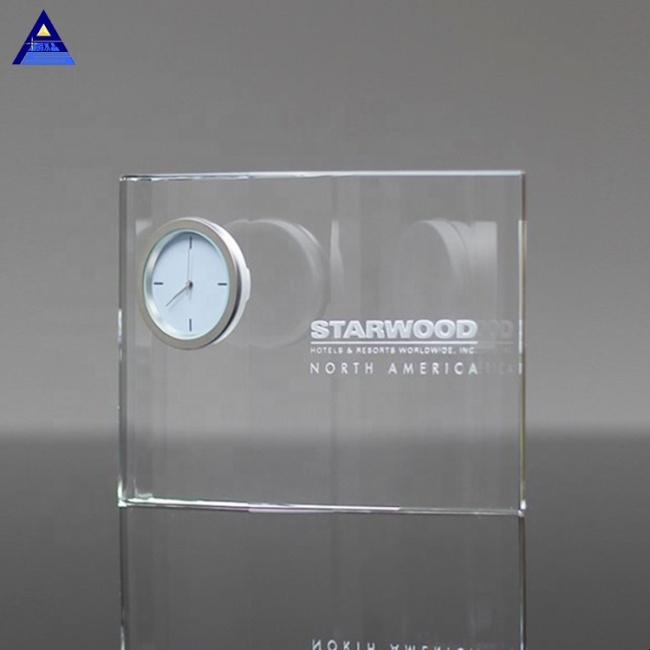 Wholesale Customer Design Transparent Optical Decorative Crystal Clock For Office Use