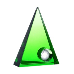 Trofeo de premio de pelota de golf de cristal genuino óptico Grabado gratis Cristal de vidrio verde