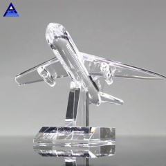 Оптовый изготовленный на заказ прозрачный хрустальный стеклянный самолет модель сувениры подарок