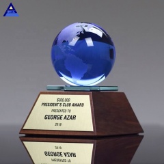 Cadeaux de remise des diplômes Galaxy Award Trophy Blue Crystal Globe Ball Gifts