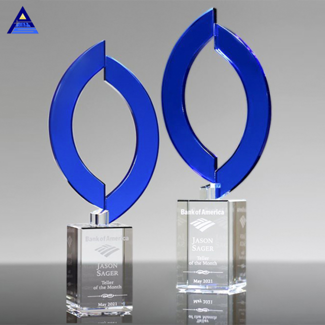 Best Selling Custom Sapphire Crystal Flame Award ,Design K9 Crystal Award Trophy