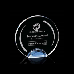 Trofeo de cristal de alta calidad Premios Trofeos y placa al por mayor para grabar Premios de escudo de cristal redondo Atwater C