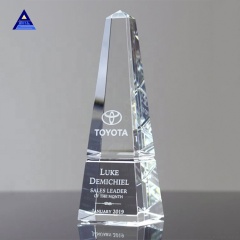 Trofeo de premio de obelisco de cristal personalizado al por mayor único como regalos de recuerdo islámicos