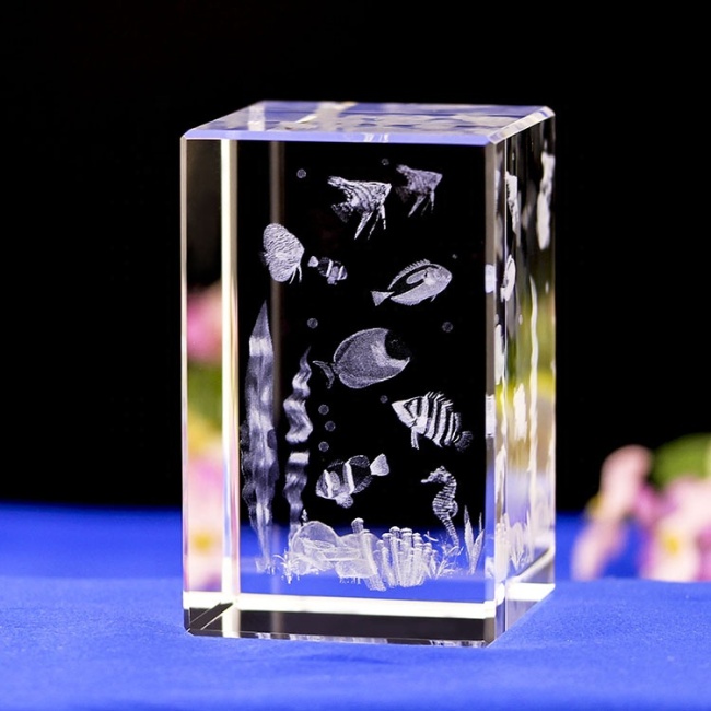 Artisanat en cristal laser 3D du monde sous-marin des poissons animaux bon marché