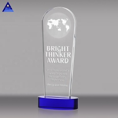 Récompense et trophée de globe du monde de cristal de rectangle personnalisé bon marché