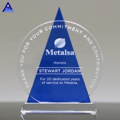 K9 Shields Round Gravé Crystal Icon Award Plaque Blue Glass Crystal Award Trophée pour cadeaux souvenirs