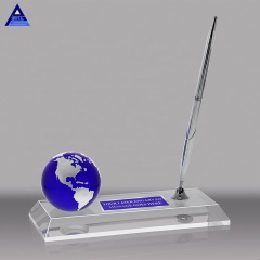Trophée du globe terrestre en verre de cristal personnalisé