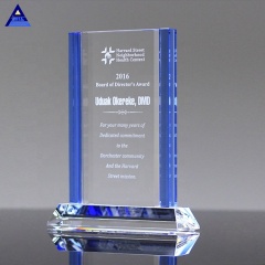 Premios de placa grabada Sentinel Blue Crystal para regalos promocionales comerciales