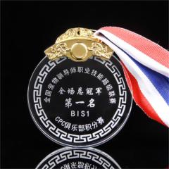 Médaille de sport de médailles en verre faites sur commande de prix de ruban de cristal en gros bon marché pour des cadeaux de souvenir