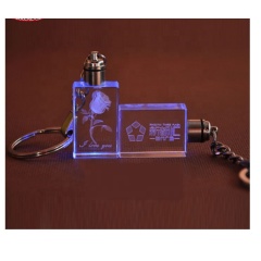 Оптовый пользовательский дешевый подарок на свадьбу поддерживает 3D Crystal Keychain со светодиодной подсветкой