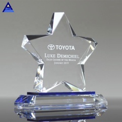 Folk Art Star Shaped Crystal Trophy Corporate Awards Gift With Logo Engraving