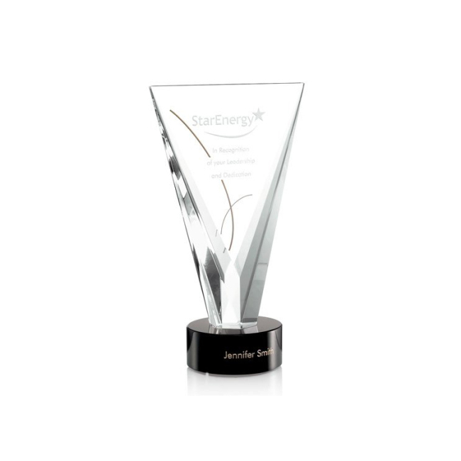 New Design Personalized Handmade Blank Trophy Crystal Engraving Plaque with Black Base
