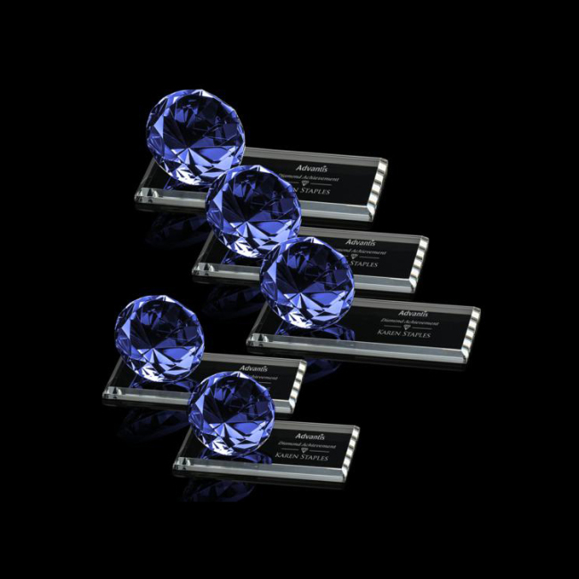 Wholesale cheap Custom fashion Pujiang k9 blue transparent diamond crystal trophy