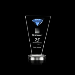 Großhandelsheißer verkaufender kundenspezifischer Art- und Weiseblauer Diamant-blauer Kristalltrophäen-Stereopreis