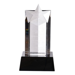 Meilleure vente personnalisée à bas prix de gravure laser 3D Bevel Star Crystal Award Trophy