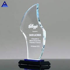 Trofeo de premio de llama de cristal de gratitud en blanco de recuerdo personalizado de China, premios de vidrio grabado