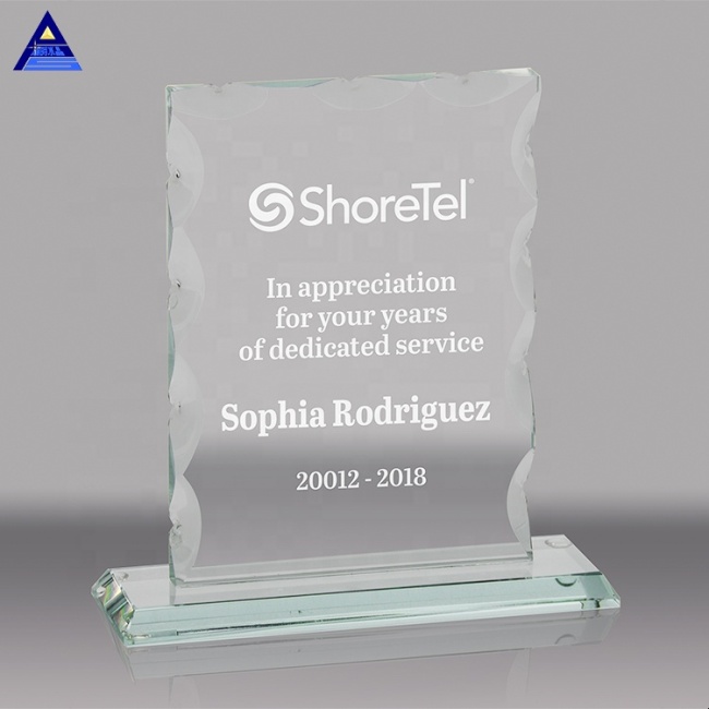 Custom Square Glass Trophy Authorization Crystal Glass Award Plaque With Company Name