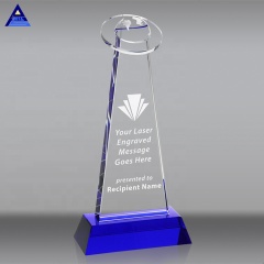 Trofeo de cristal de premio de medio globo azul de regalos de recuerdo de negocios de nuevo diseño