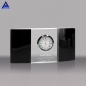 Custom Design 3D Laser Engraved Rectangle Shape Crystal Clock For Decoration And Wedding Gift