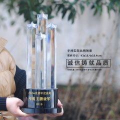 Trofeo de obelisco de cristal de estrella de pentagrama personalizado barato al por mayor Premios de cristal de pico de hielo