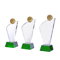 Passen Sie den Fashion Wholesale Champion Award an. Promotion-Sport-Metal-Awards Crystal Ball Trophy mit grüner Basis