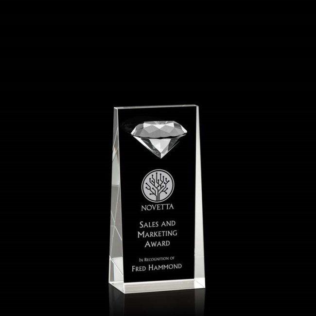 Pujiang Diamond shape crystal cube trophy k9 blue crystal and  trophy award