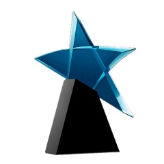 Personalisierte blaue Kristall-Stern-Trophäe, Kristall-Plaketten-Auszeichnung