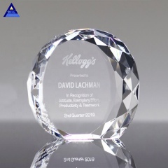 Grand presse-papiers en forme de cube en verre de cercle facetté de trophée de diamant de cristal clair K9