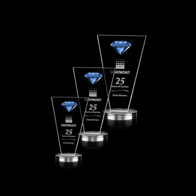 Commerce de gros de vente à chaud de la mode personnalisée Blue Diamond Stereo Blue Crystal Trophy Award
