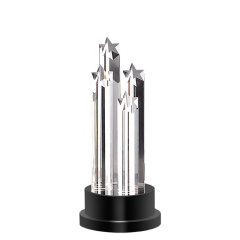 Trophée de cristal de verre d'étoile de cristal blanc de prix de pentagramme personnalisé bon marché en gros