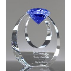 Trofeo de diamante de cristal transparente clásico de vidrio óptico para regalos de empresa de recuerdo