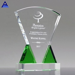 Récompense de plaque de cristal de triade d'émeraude faite sur commande de nouveau style 2020 pour le trophée