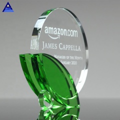 Trophées de coupe bon marché de promotion en gros trophées de plaques de récompense de feuille de cristal pour le cadeau d'anniversaire d'entreprise